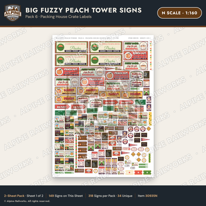 Alpine Railworks 30935N N Scale Roadside Signs - Peach Water Tower