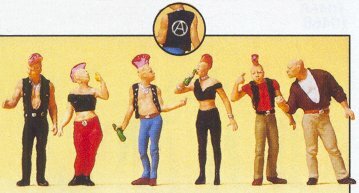 Preiser 10473 HO Scale Pedestrians -- Punk Rockers pkg(6)