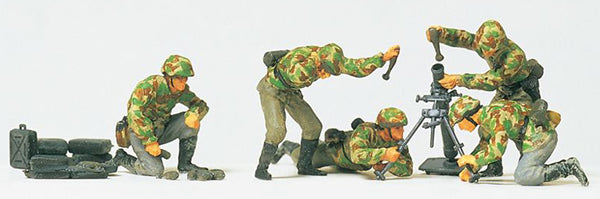 Preiser 16541 HO Scale Former German Army WWII - Unpainted Fighting Mortar Crew