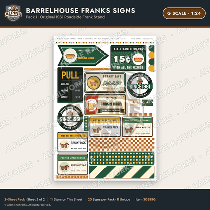 Alpine Railworks 30599G G Scale Fast Food Signs - Hot Dogs
