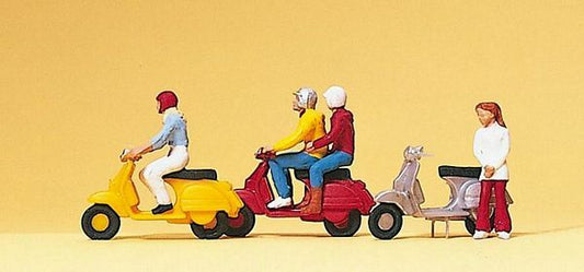 Preiser 10128 HO Scale Recreation & Sports -- Motor Bikes & Rider Set