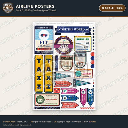 Alpine Railworks 30178G G Scale Airline Posters - Golden Age of Travel
