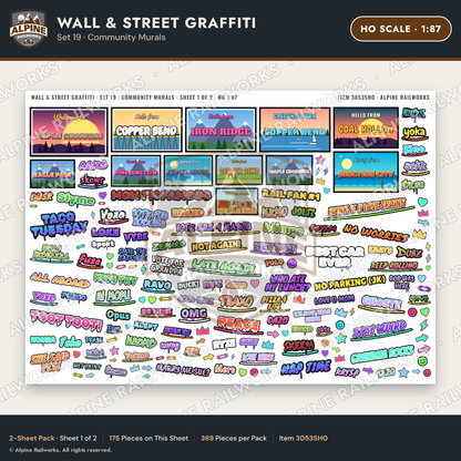 Alpine Railworks 30535HO HO Scale Wall & Street Graffiti Cut-Outs