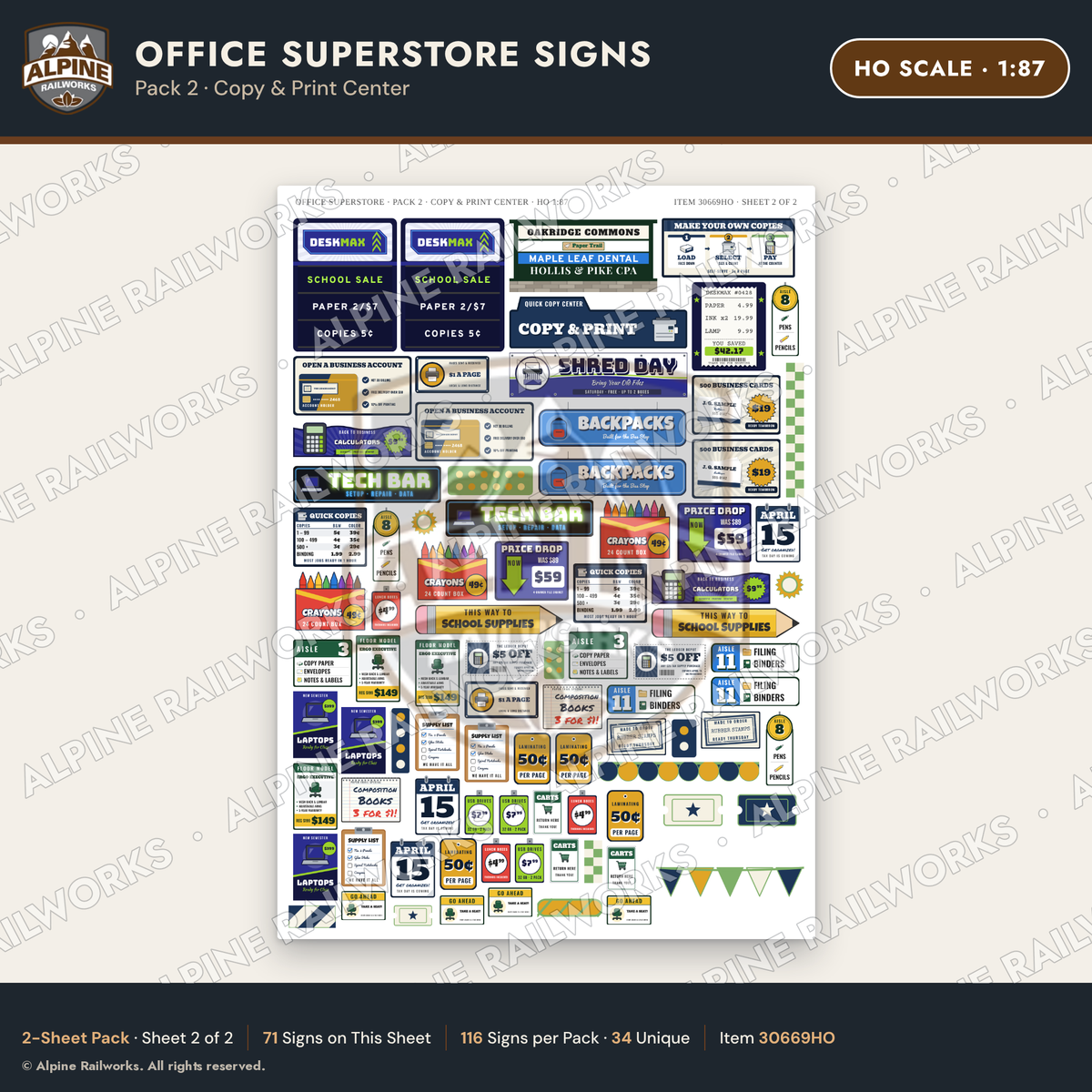 Alpine Railworks 30669HO HO Scale Office Superstore Signs - Copy