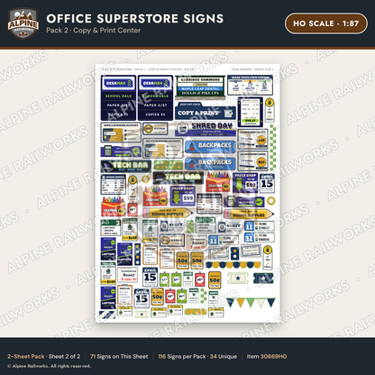 Alpine Railworks 30669HO HO Scale Office Superstore Signs - Copy