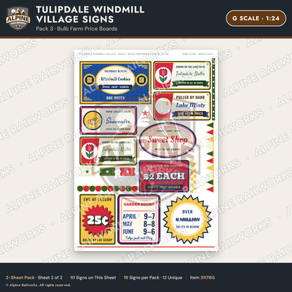 Alpine Railworks 31178G G Scale Roadside Signs - Windmill Village