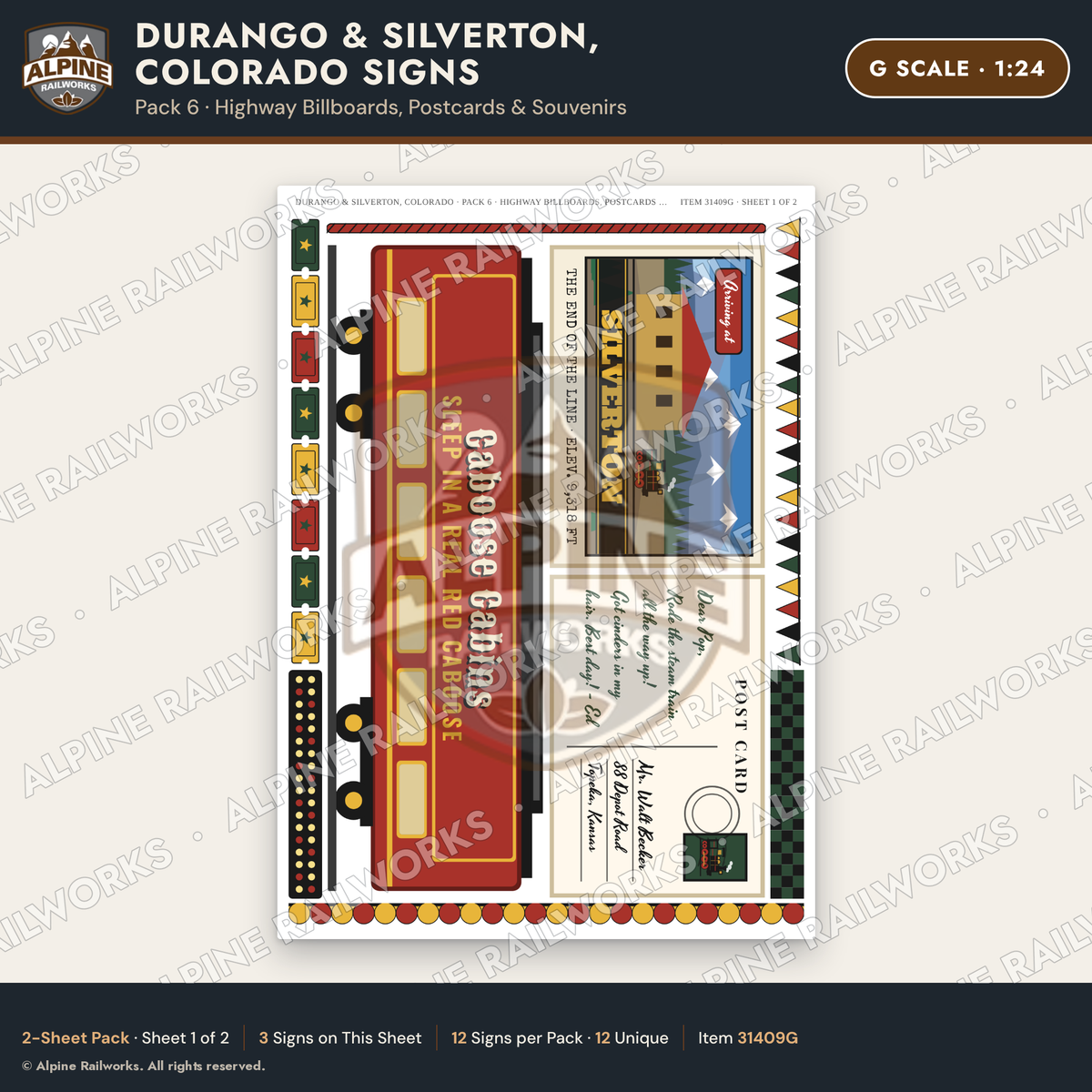 Alpine Railworks 31409G G Scale Durango CO Signs - Billboards