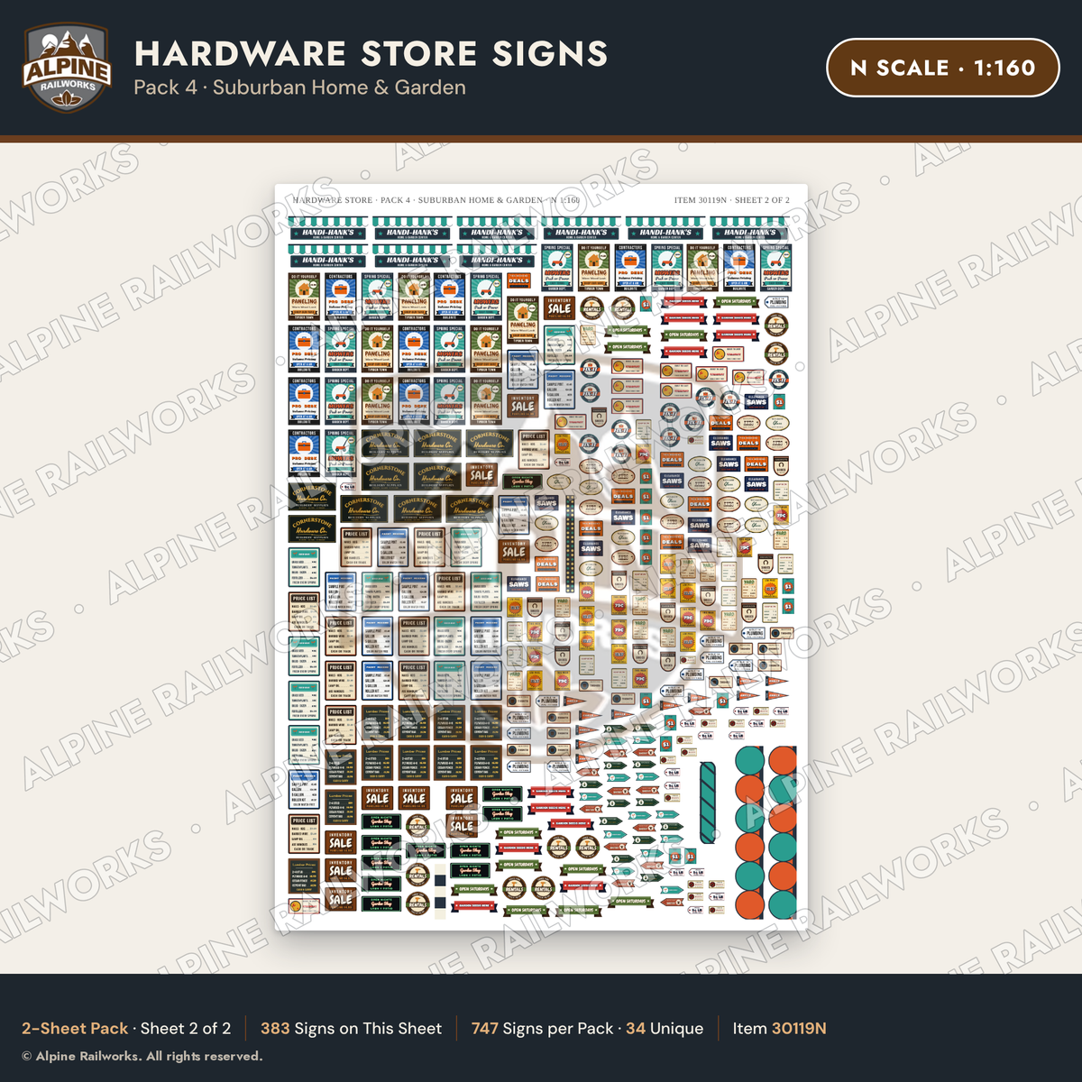 Alpine Railworks 30119N N Scale Hardware Store Signs - Suburban Home
