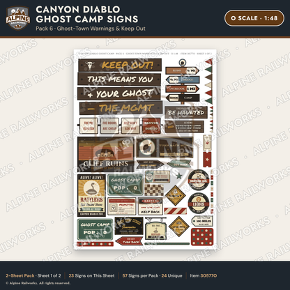 Alpine Railworks 30577O O Scale Roadside Signs - Desert Ghost Town