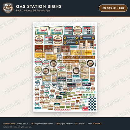 Alpine Railworks 30015HO HO Scale Gas Station Signs