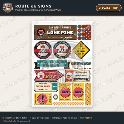 Alpine Railworks 30583G G Scale Route 66 Highway Signs