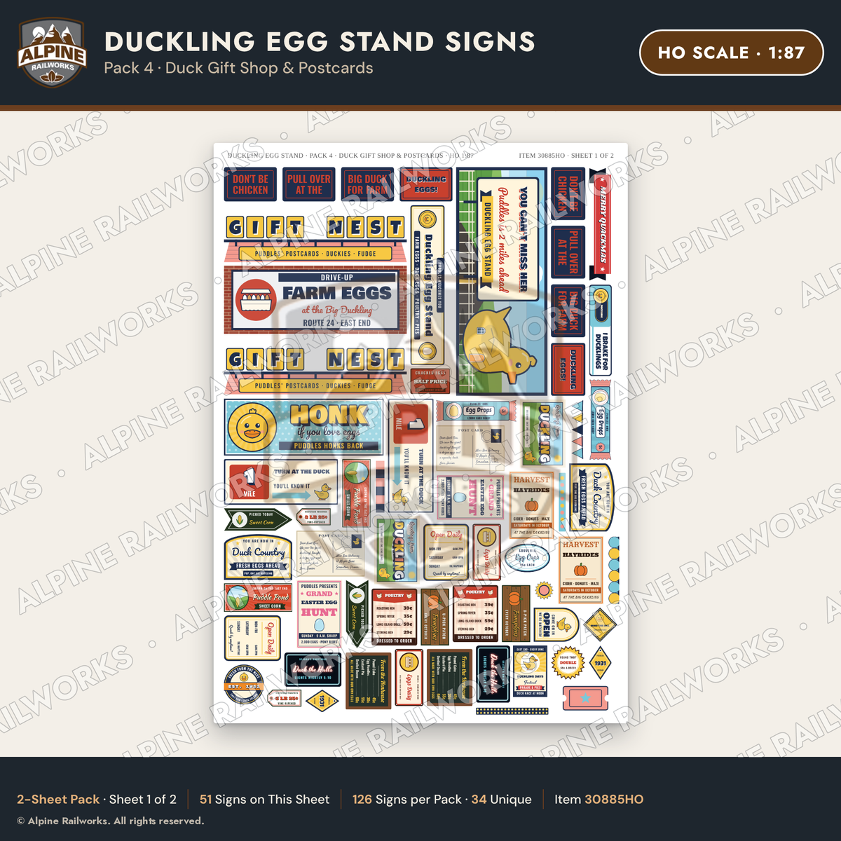 Alpine Railworks 30885HO HO Scale Roadside Signs - Giant Duck