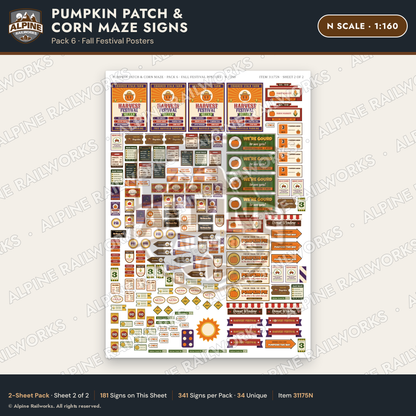 Alpine Railworks 31175N N Scale Farm Signs - Pumpkin Patch & Corn Maze