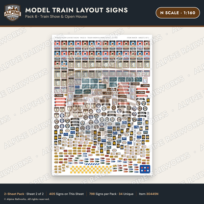 Alpine Railworks 30445N N Scale Model Train Layout Signs - Train Show