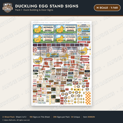 Alpine Railworks 30882N N Scale Roadside Signs - Giant Duck Farm Stand