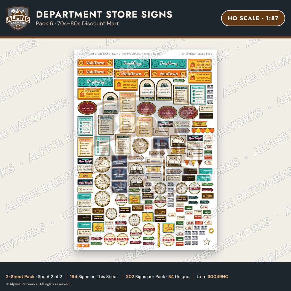 Alpine Railworks 30049HO HO Scale Department Store Signs
