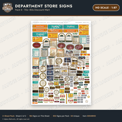 Alpine Railworks 30049HO HO Scale Department Store Signs
