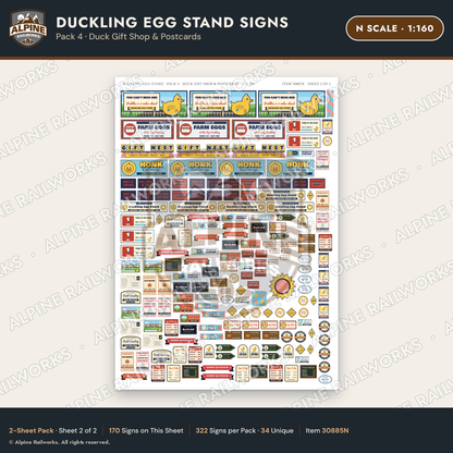 Alpine Railworks 30885N N Scale Roadside Signs - Giant Duck Farm Stand