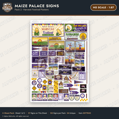 Alpine Railworks 30775HO HO Scale Roadside Signs - Corn Palace