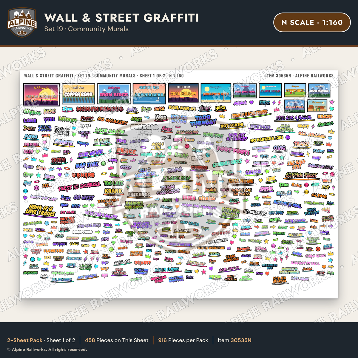 Alpine Railworks 30535N N Scale Wall & Street Graffiti Cut-Outs