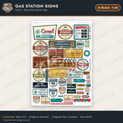 Alpine Railworks 30015O O Scale Gas Station Signs