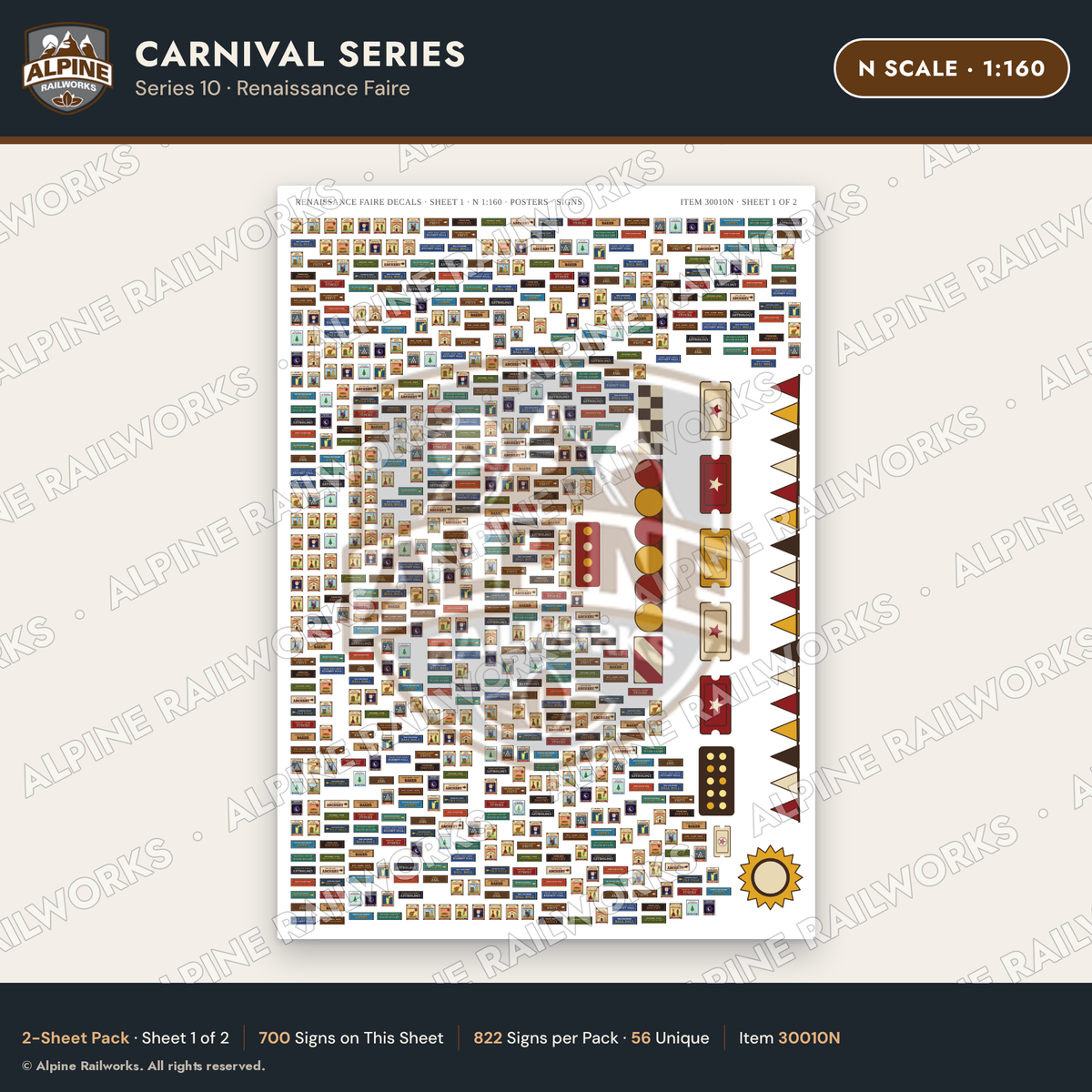 Alpine Railworks 30010N N Scale Carnival Signs - Renaissance Faire