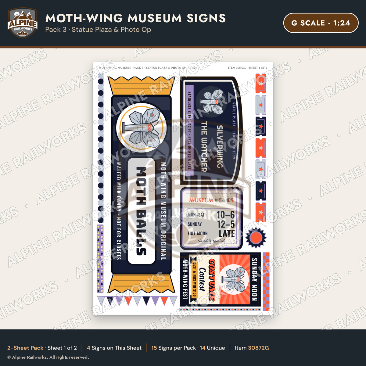 Alpine Railworks 30872G G Scale Roadside Signs - Mothman Museum