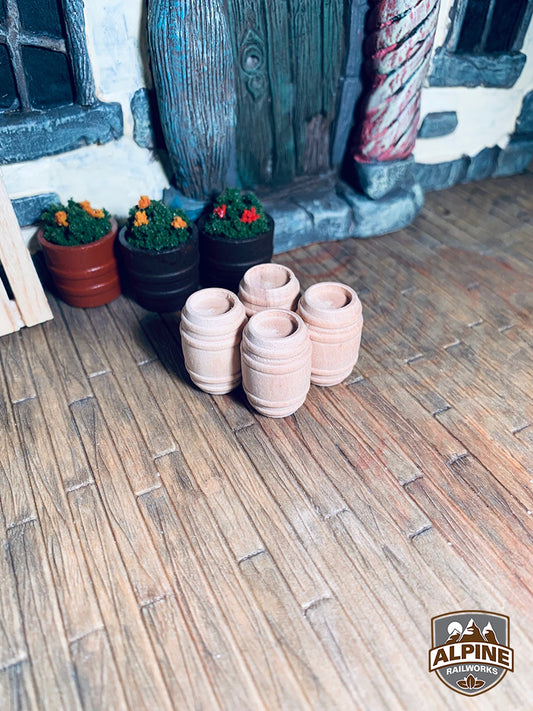 Alpine Railworks 3003 O Scale Unpainted Barrels (4)