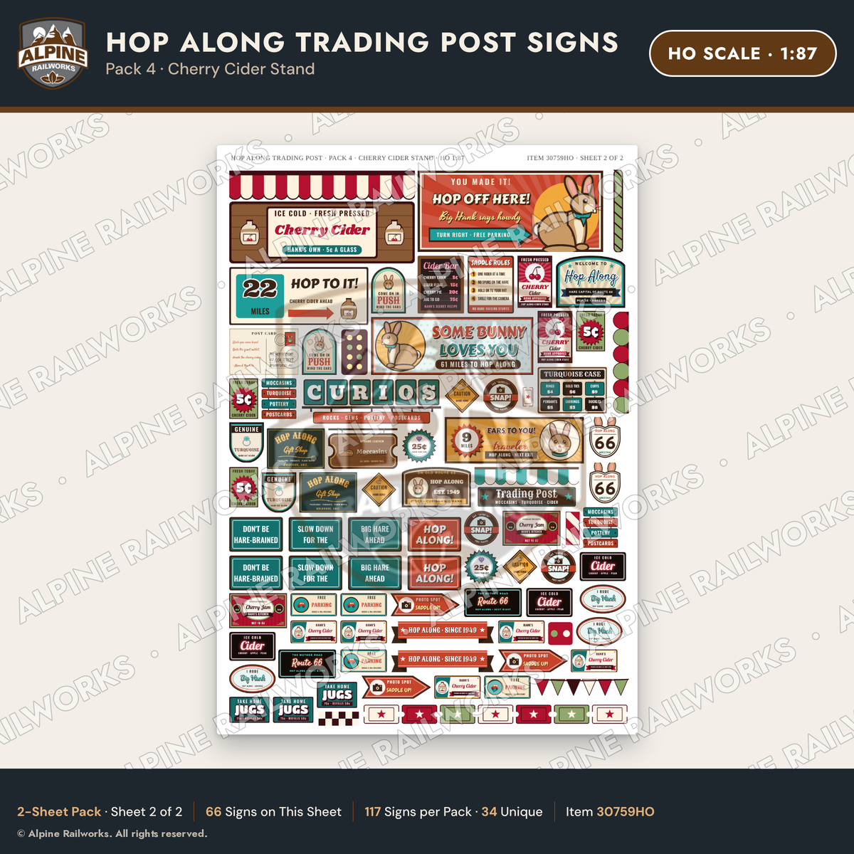 Alpine Railworks 30759HO HO Scale Roadside Signs - Trading Post