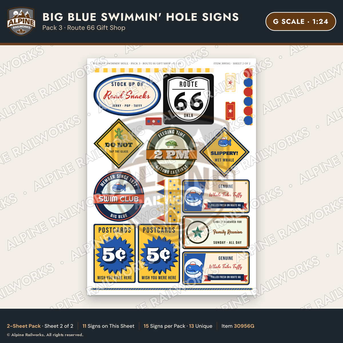 Alpine Railworks 30956G G Scale Roadside Attraction Signs - Blue Whale