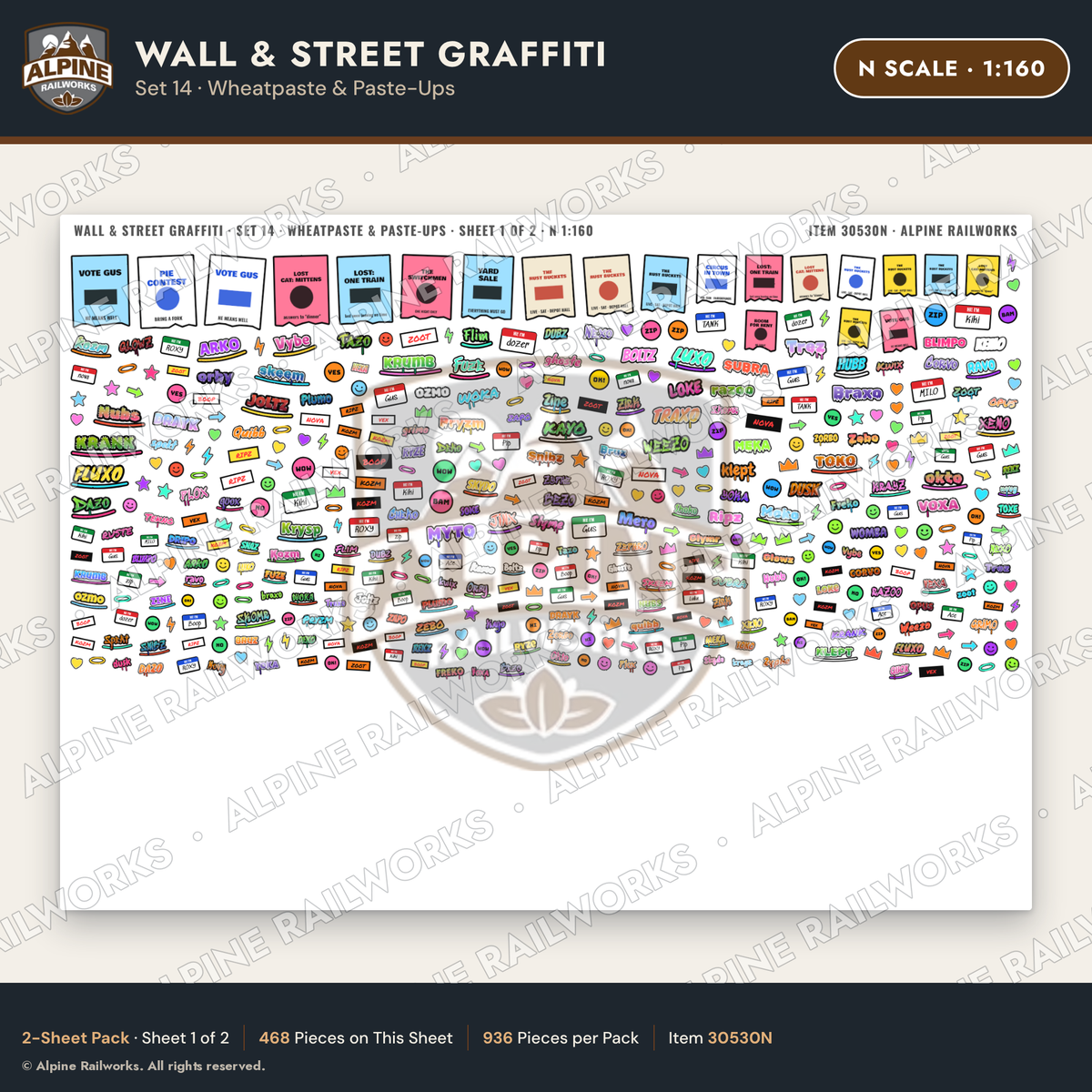 Alpine Railworks 30530N N Scale Wall & Street Graffiti Cut-Outs