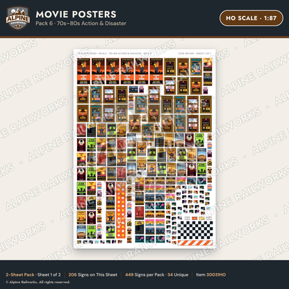 Alpine Railworks 30031HO HO Scale Movie Posters - 70s-80s Action