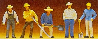 Preiser 10031 HO Scale Railroad Personnel -- Track Workers pkg(5)