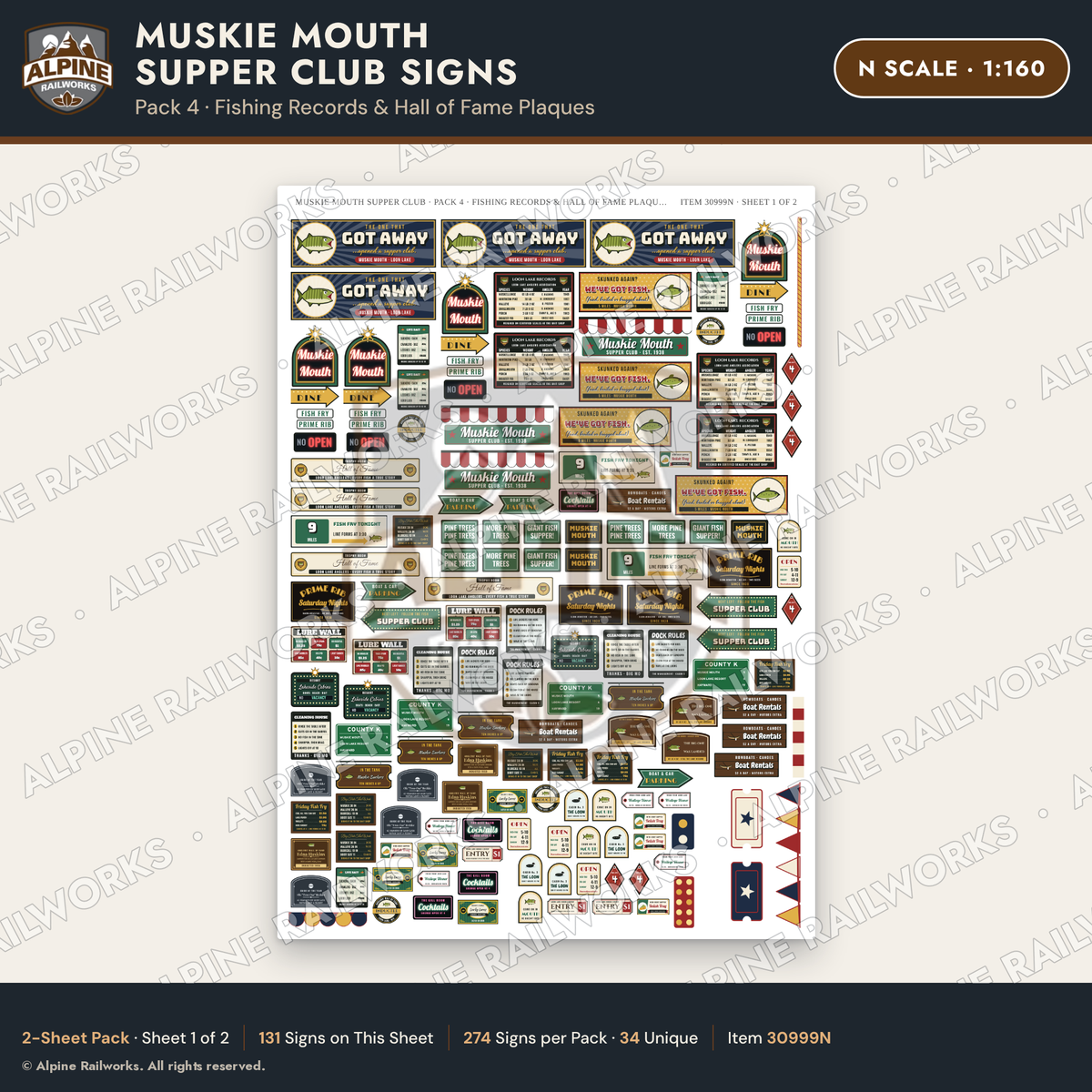 Alpine Railworks 30999N N Scale Roadside Attraction Signs - Giant Fish