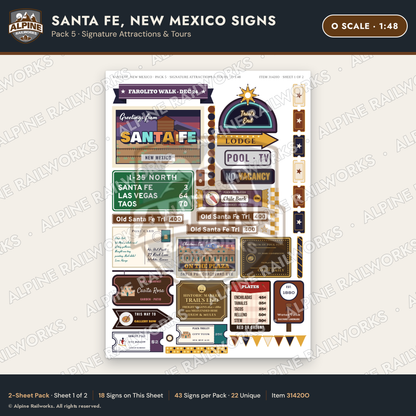 Alpine Railworks 31420O O Scale Santa Fe NM Signs - Attractions