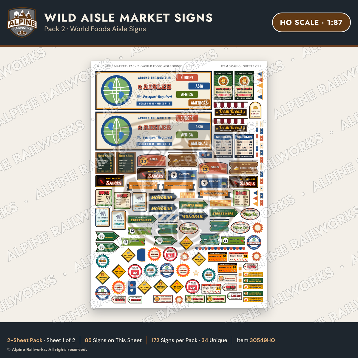 Alpine Railworks 30549HO HO Scale Roadside Signs - Jungle Grocery