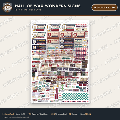 Alpine Railworks 31155N N Scale Roadside Attraction Signs - Wax Museum