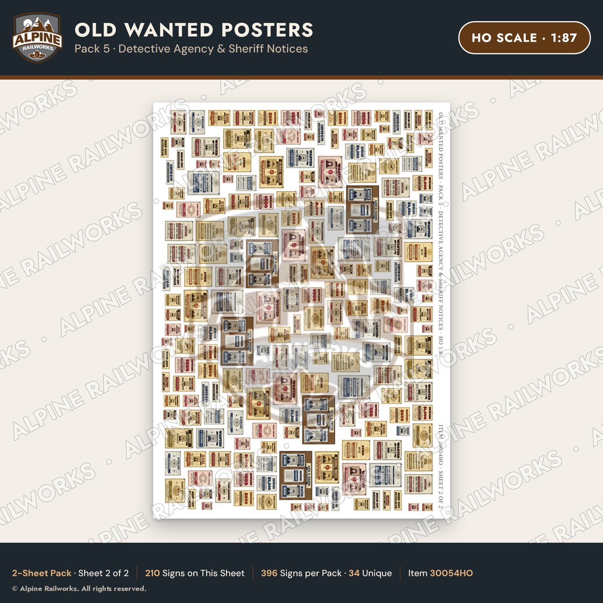Alpine Railworks 30054HO HO Scale Old Wanted Posters