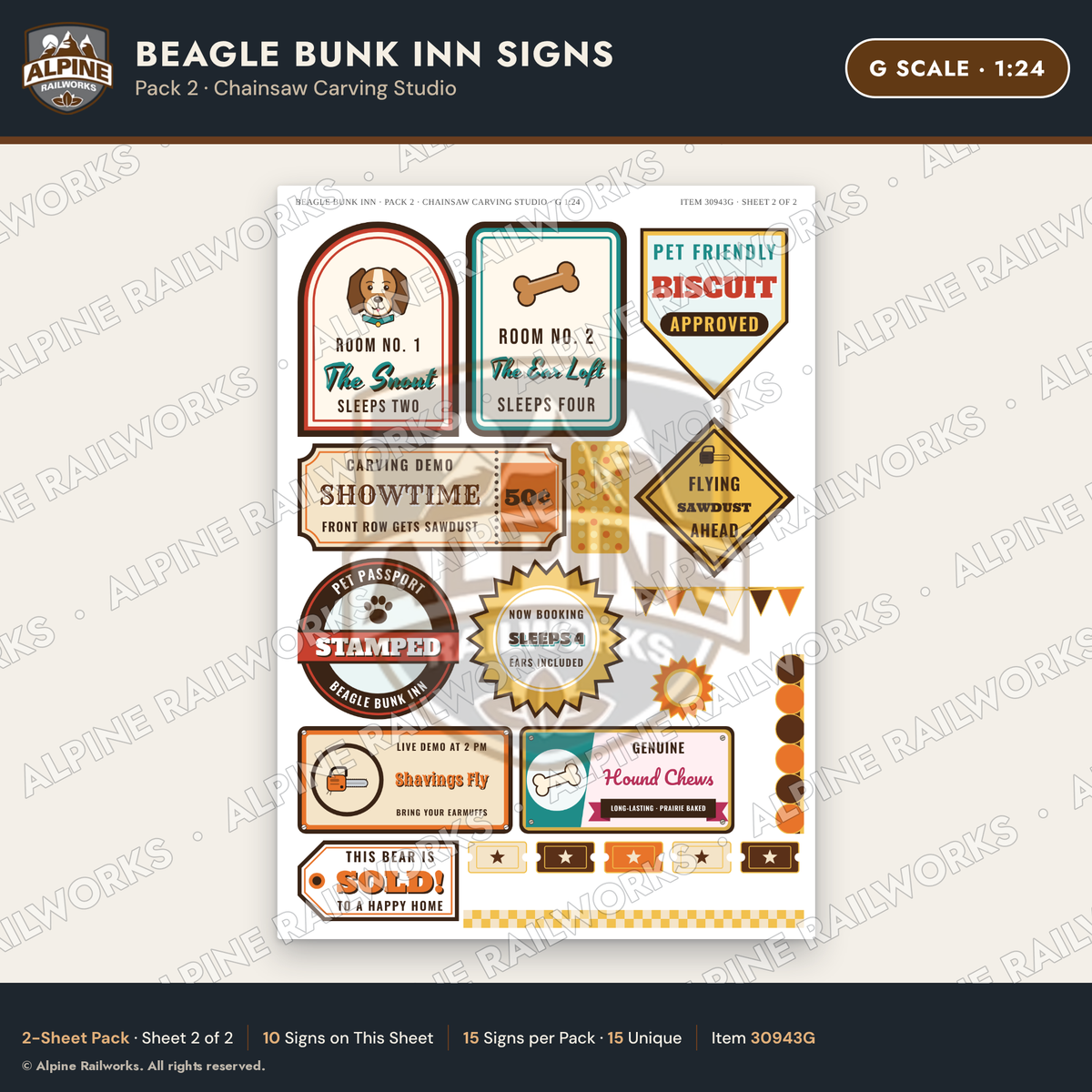 Alpine Railworks 30943G G Scale Roadside Signs - Dog-Shaped Inn