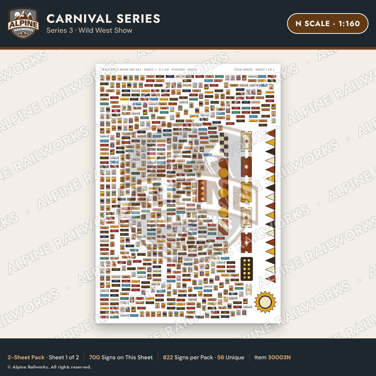 Alpine Railworks 30003N N Scale Carnival Signs - Wild West Show