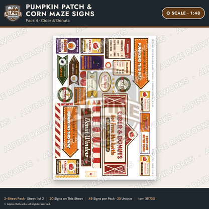 Alpine Railworks 31173O O Scale Farm Signs - Pumpkin Patch & Corn Maze