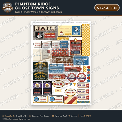 Alpine Railworks 30721O O Scale Roadside Signs - Mountain Ghost Town