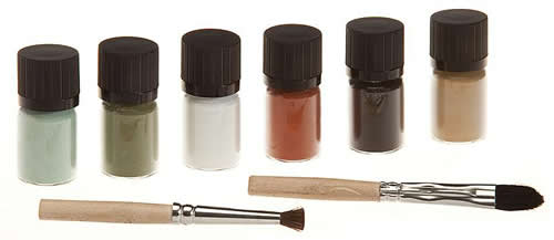 Faller 170695 A Scale Patina Pigment Set pkg(6) -- Includes 6 10g Bottles; Black, White, Rust, Moss, Sand & Verdigris