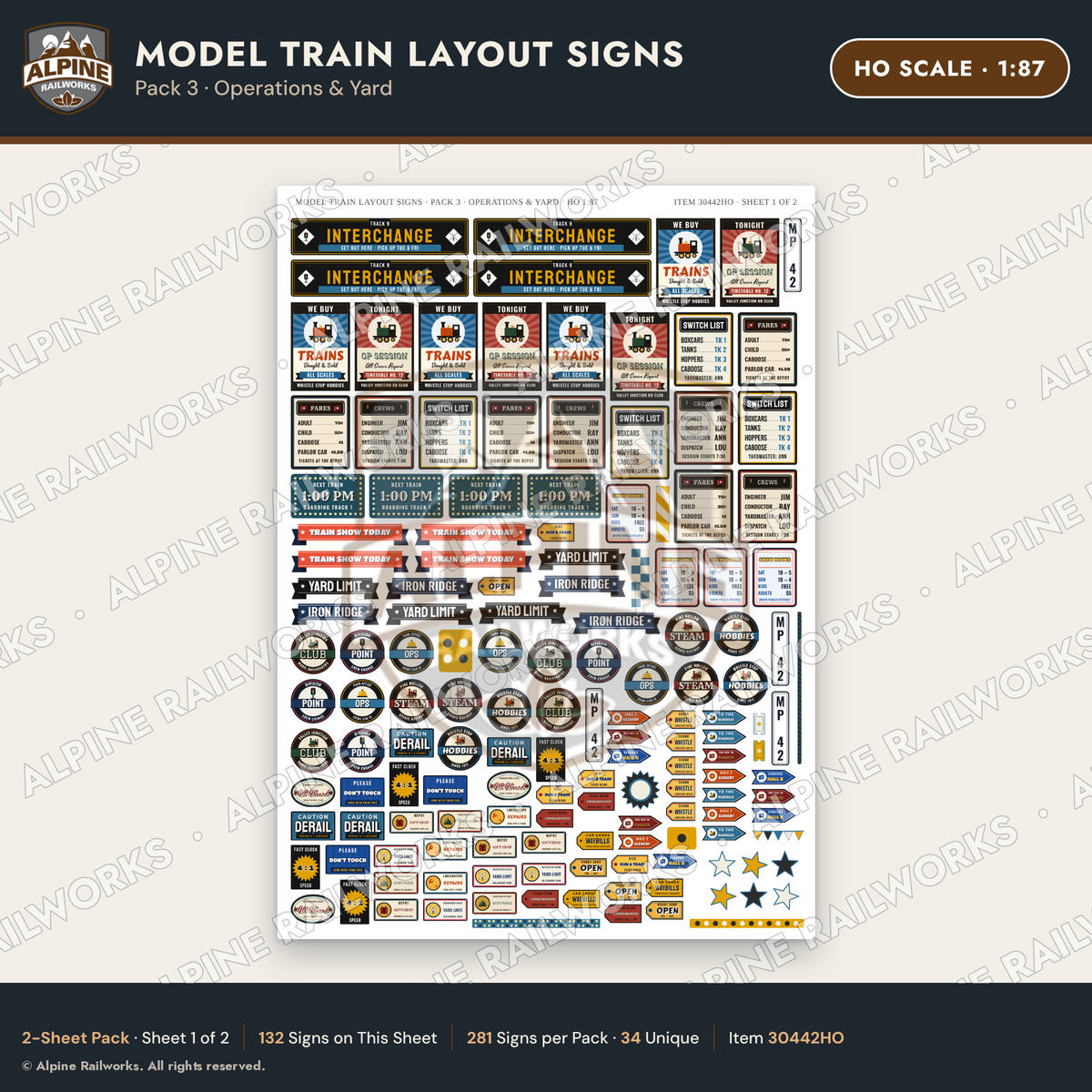 Alpine Railworks 30442HO HO Scale Model Train Layout Signs