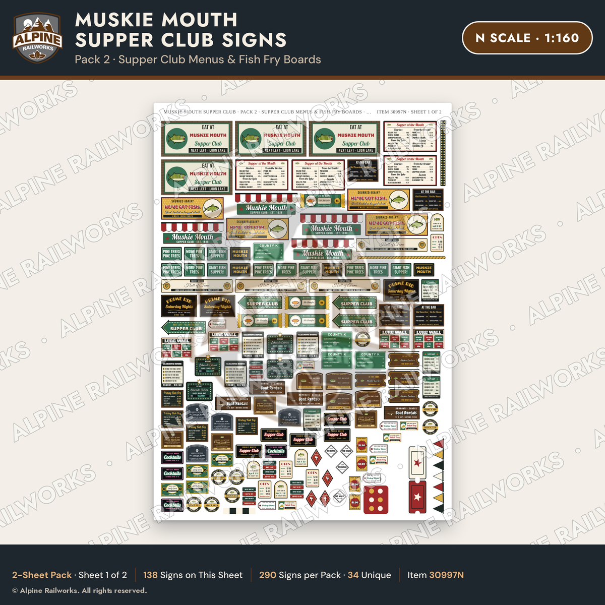 Alpine Railworks 30997N N Scale Roadside Attraction Signs - Giant Fish