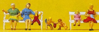 Preiser 10051 HO Scale Pedestrians -- Women & Children On Benches