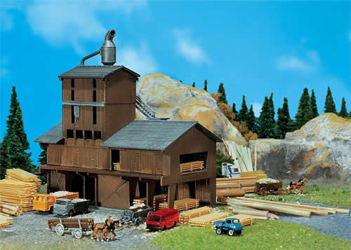 Faller 222181 N Scale Sawmill - Weathered Model -- Kit