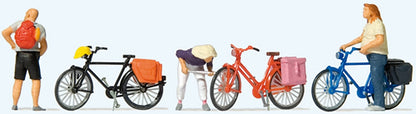 Preiser 10659 HO Scale Cyclists' Short Break w/Bikes -- pkg(3)