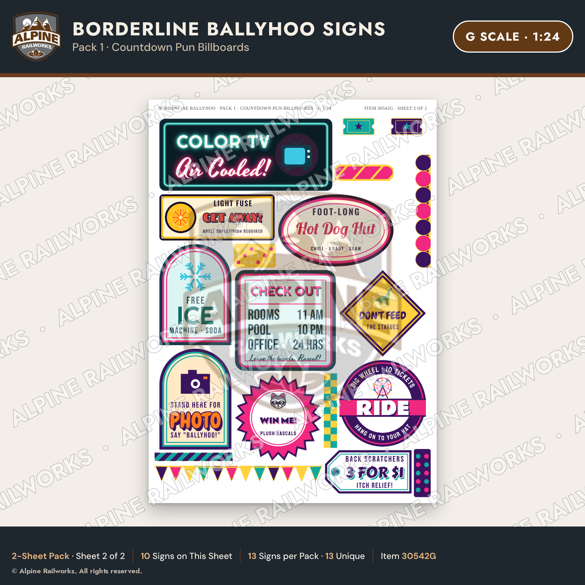 Alpine Railworks 30542G G Scale Roadside Signs - Border Tourist Stop