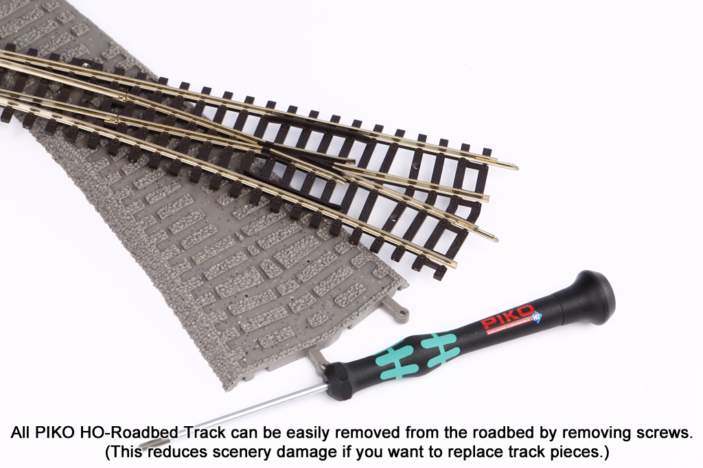 Piko 55404 HO Scale Roadbed Straight Track 107mm, Box of 6